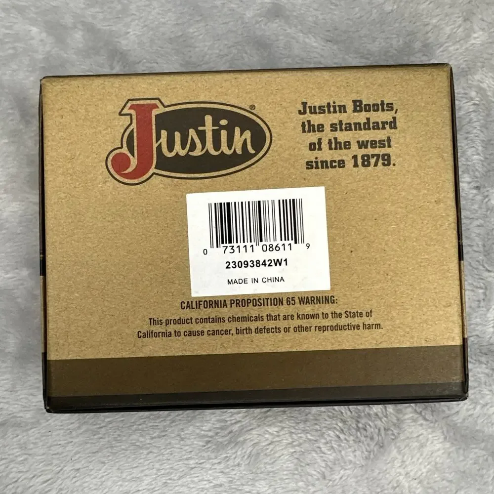 Justin Men's Wallet Bifold Brown Suede Leather Roughout RFID‎ Western Aztec NEW